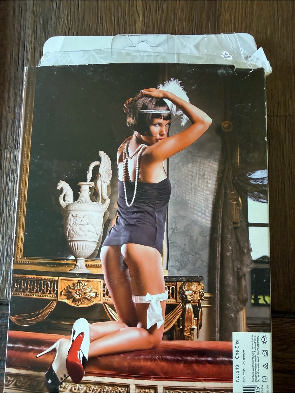 Source Unknown Black One-Shoulder Satin Chemise with Back Pearl Straps